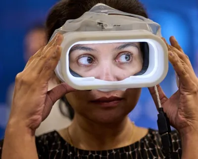 woman with medical goggles