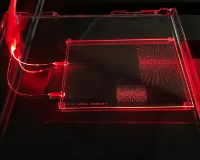 vitrealab light chip in action with red light
